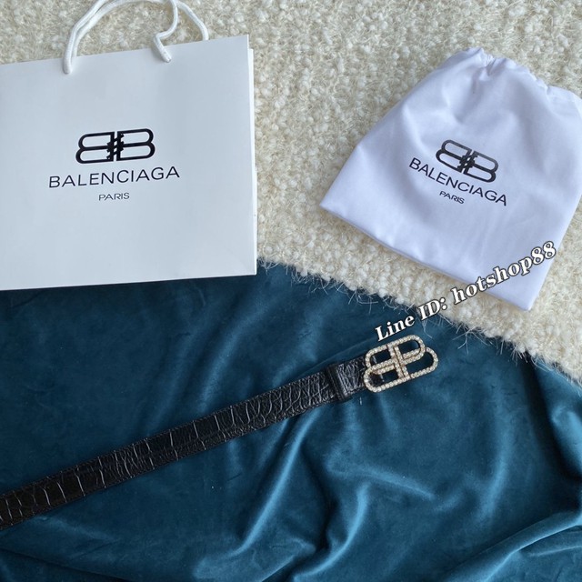 Balenciaga女士皮帶 巴黎世家BB經典logo扣腰帶 巴黎世家小牛皮皮帶  jjp1140